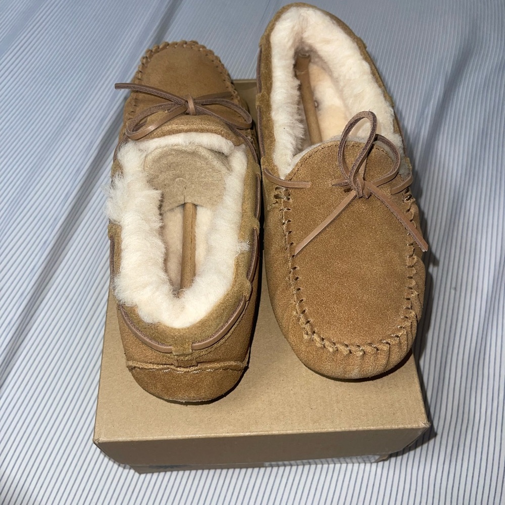 Tan Suede Moccasin Slippers